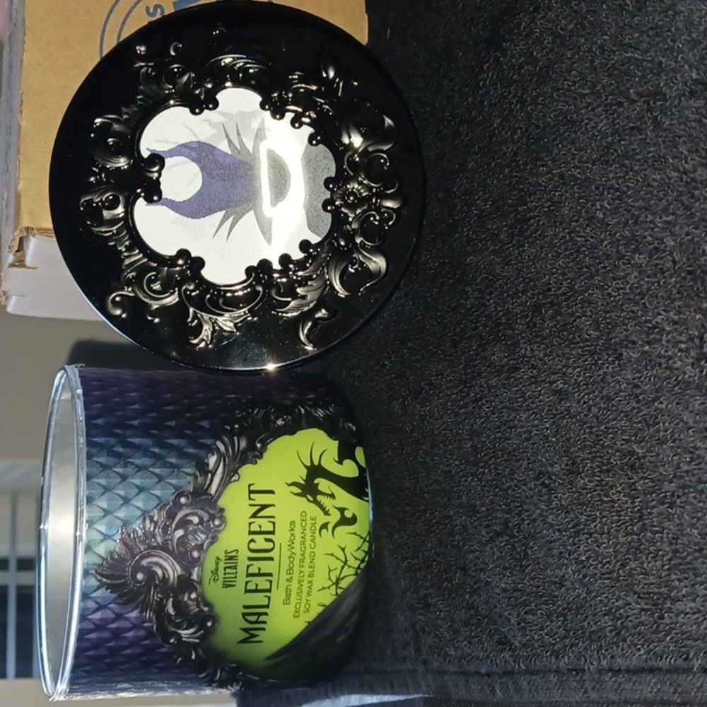 Disney Maleficent Candle with Black and Green Design